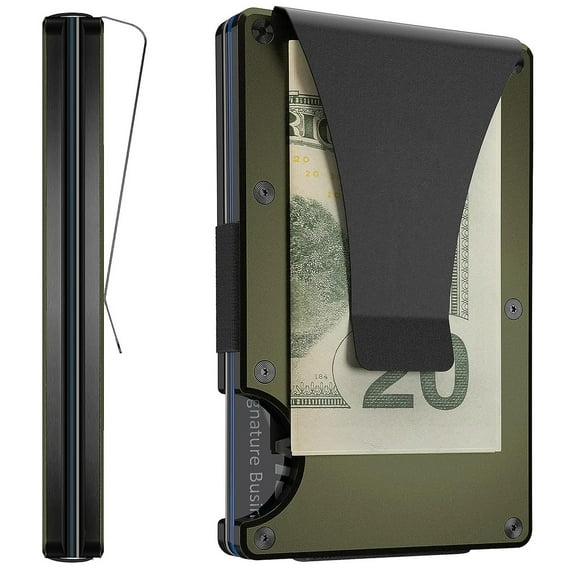 Notus Metal Wallet for Men Aluminum Credit Card Holde Minimalist Slim Wallet RFID Blocking Card Holder Money Clip Smart Wallet Olive
