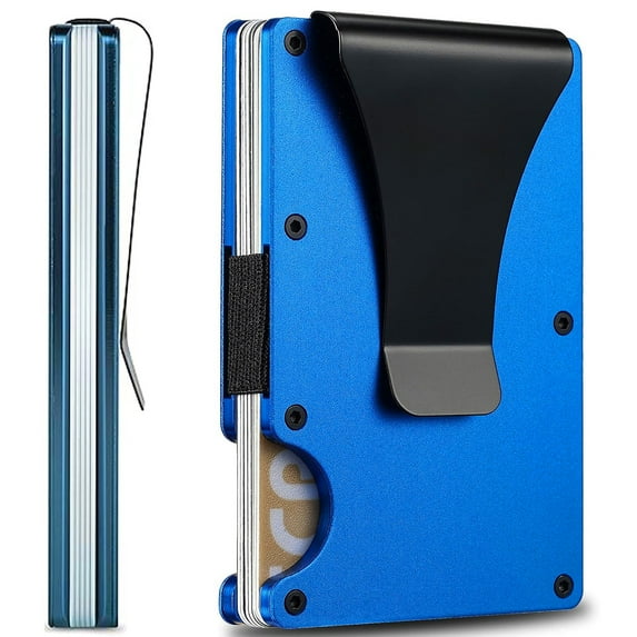 Notus Metal Wallet for Men Aluminum Credit Card Holde Minimalist Slim Wallet RFID Blocking Card Holder Money Clip Smart Wallet Royal-Blue