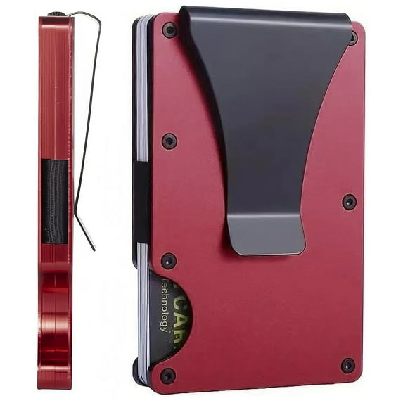 Notus Metal Wallet for Men Aluminum Credit Card Holde Minimalist Slim Wallet RFID Blocking Card Holder Money Clip Smart Wallet Wine