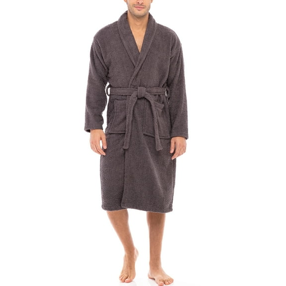 Notus Shawl Collar Bathrobe for Men Soft Spa Nightgowns 100% Cotton Terry robes for Women - Towel Bathrobe Unisex Terry Cloth Bathrobe, Soft Shower Spa Robe Charcoal M