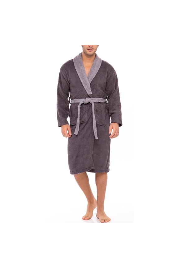 Notus Shawl Collar Bathrobe for Men Soft Spa Nightgowns 100% Cotton Terry robes for Women - Towel Bathrobe Unisex Terry Cloth Bathrobe, Soft Shower Spa Robe Gray Collar Charcoal XXL