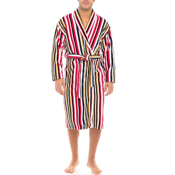 Notus Shawl Collar Bathrobe for Men Soft Spa Nightgowns 100% Cotton Terry robes for Women - Towel Bathrobe Unisex Terry Cloth Bathrobe, Soft Shower Spa Robe Multi Red S