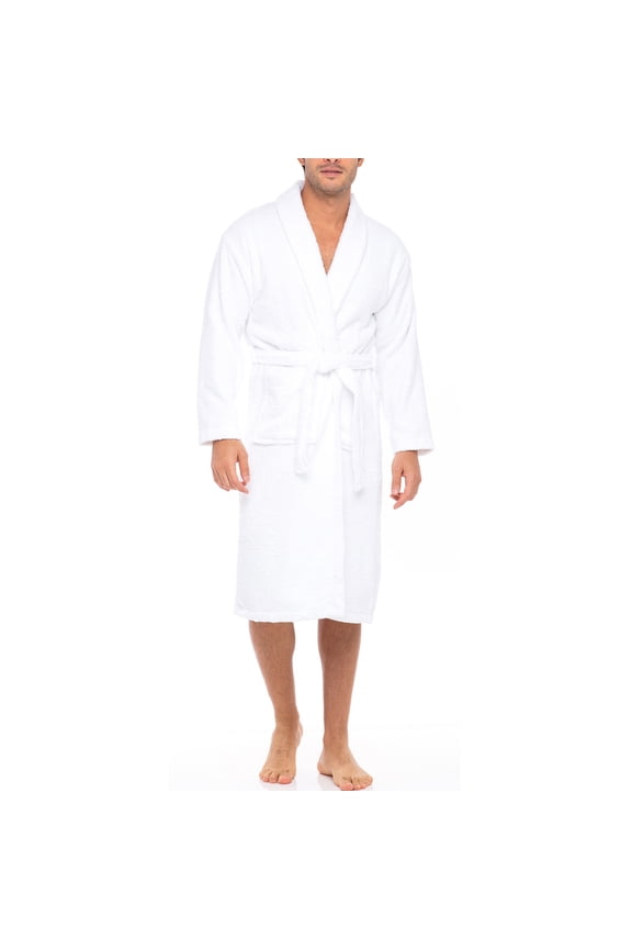 Notus Shawl Collar Bathrobe for Men Soft Spa Nightgowns 100% Cotton Terry robes for Women - Towel Bathrobe Unisex Terry Cloth Bathrobe, Soft Shower Spa Robe White S