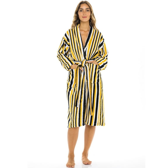 Notus Shawl Collar Bathrobe for Women Soft Spa Nightgowns 100% Cotton Terry robes for men - Towel Bathrobe Unisex Terry Cloth Bathrobe, Soft Shower Spa Robe Multi Mustard M