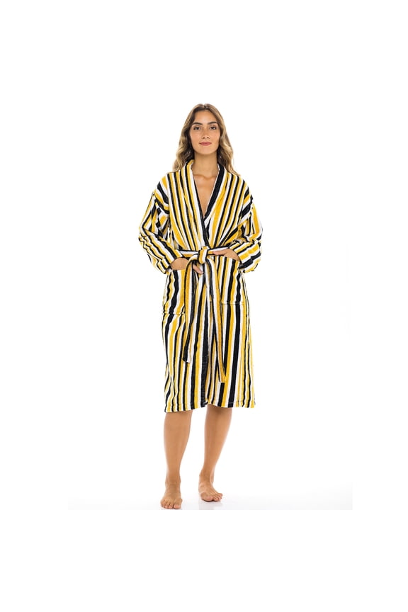 Notus Shawl Collar Bathrobe for Women Soft Spa Nightgowns 100% Cotton Terry robes for men - Towel Bathrobe Unisex Terry Cloth Bathrobe, Soft Shower Spa Robe Multi Mustard M