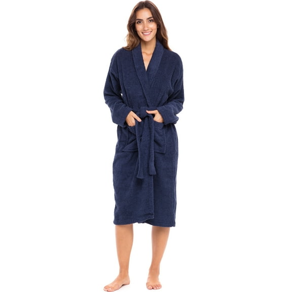 Notus Shawl Collar Bathrobe for Women Soft Spa Nightgowns 100% Cotton Terry robes for men - Towel Bathrobe Unisex Terry Cloth Bathrobe, Soft Shower Spa Robe Navy XXL