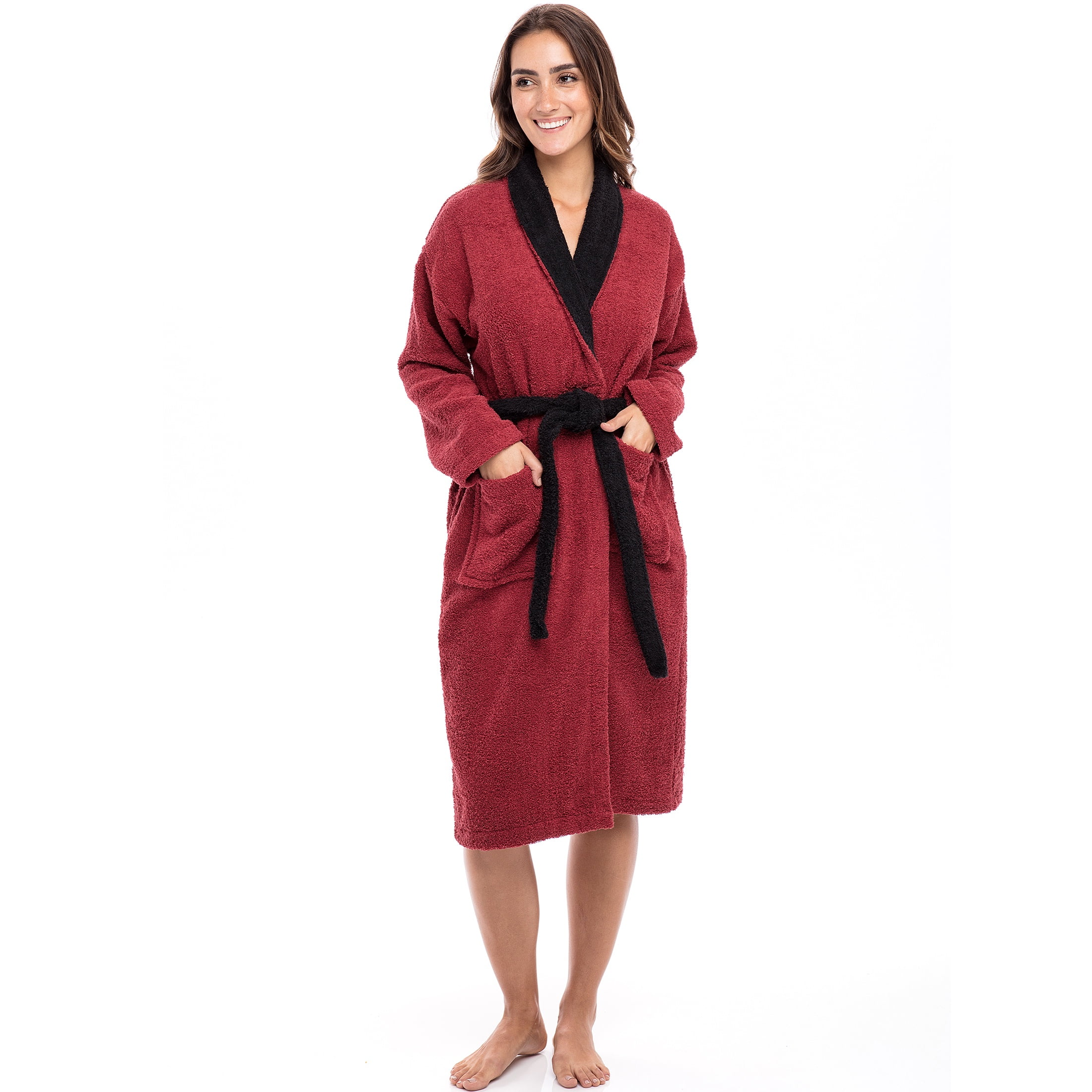 Notus Shawl Collar Bathrobe for Women Soft Spa Nightgowns 100% Cotton ...