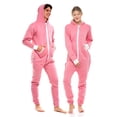 thumbnail image 1 of Notus Unisex Adult 0nesie One Piece Pajama Romper Hooded Zip Sleepwear Jumpsuit for Men and Women Pink XL, 1 of 6