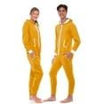 thumbnail image 1 of Notus Unisex Adult Onesie One Piece Pajama Romper Hooded Zip Sleepwear Jumpsuit for Men and Women Yellow S, 1 of 6