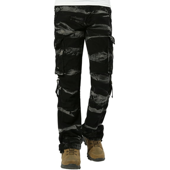 Notus Women's Cargo Pants with Pockets - Casual Military Tactical Hiking Combat Cotton Trousers for Work and Outdoor Activities Camo Black L