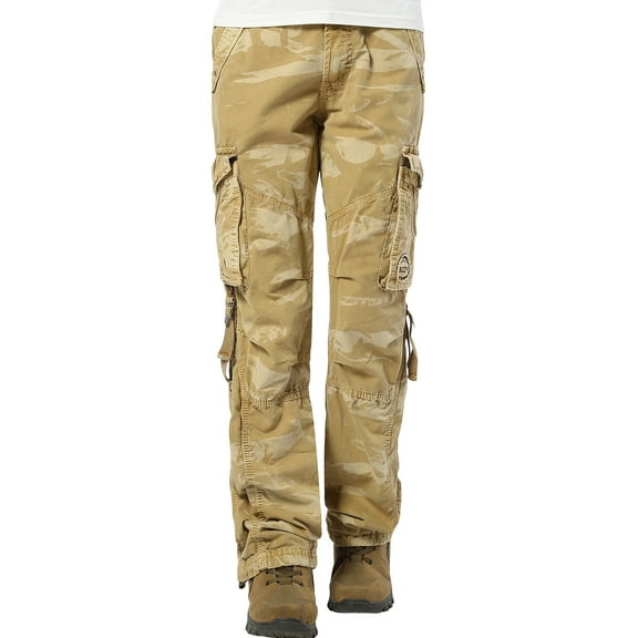 Notus Women's Cargo Pants with Pockets - Casual Military Tactical Hiking Combat Cotton Trousers for Work and Outdoor Activities Camo Khaki M
