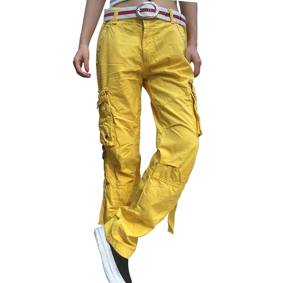Notus Women's Cargo Pants with Pockets - Casual Military Tactical Hiking Combat Cotton Trousers for Work and Outdoor Activities Yellow XS