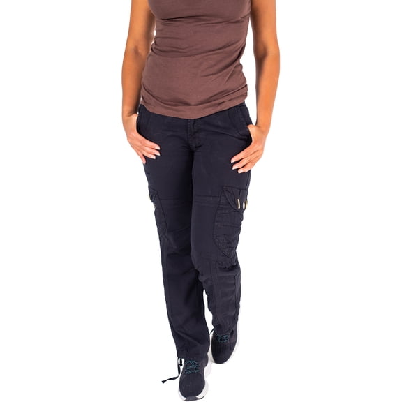 Notus Women's Casual Cargo Pants with Pockets - Military Army Hiking Combat Tactical Work Trousers in Cotton Black XXL
