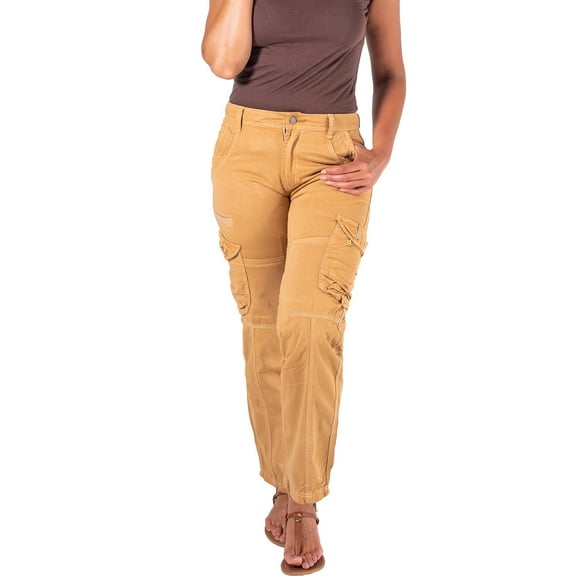 Notus Women's Casual Cargo Pants with Pockets - Military Army Hiking Combat Tactical Work Trousers in Cotton Khaki S