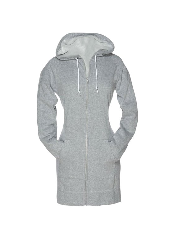Notus Women’s Cozy Long Fleece Tunic Zip-Up Hoodie Sweatshirt with Pockets Casual Hoodie Jacket Gray XS