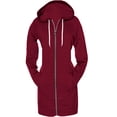thumbnail image 1 of Notus Women’s Cozy Long Fleece Tunic Zip-Up Hoodie Sweatshirt with Pockets Casual Hoodie Jacket Wine S, 1 of 3
