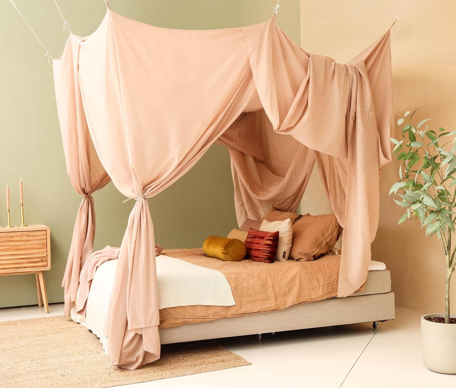 Nougat Bed Canopy for Queen and King-Sized Beds | Bedroom Decoration for Teens or Adults | Rectangular Shape Insect Netting | Mosquito Net in Multiple Colors and Sizes