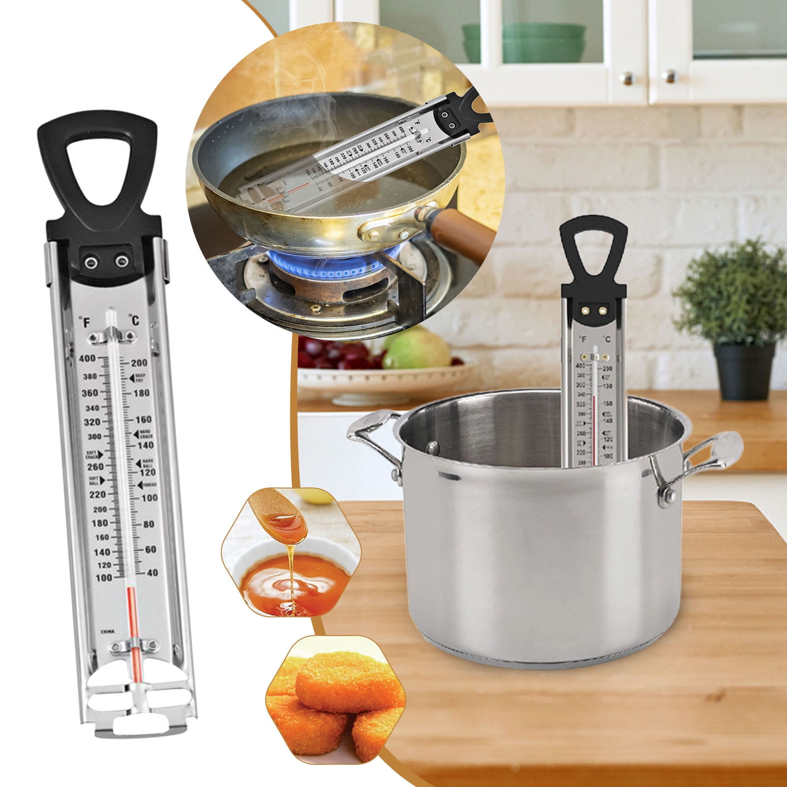 Nougat Kitchen Boiling Syrup Jam Baking Glass Temperature Gauge 1ML