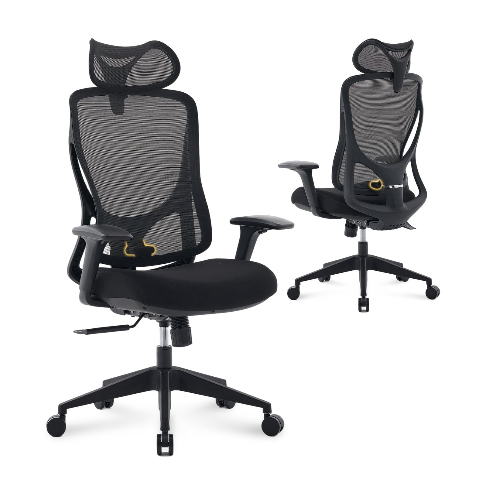 Nouhaus Apertura Ergonomic High Back Office Chair, Mesh Desk Chair with 3D Armrests and Dynamic Lumbar Support, Black