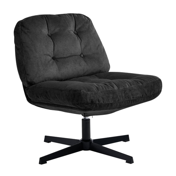 Nouhaus Balloon Criss Cross Chair, Cross Legged Swivel Vanity Chair with Wide Comfy Padded Seat, Armless No Wheels Fabric Modern Home Lounge Chairs for Living Room,Bedroom