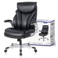 thumbnail image 1 of Nouhaus Big and Tall Black High Back PU Leather Office Chair with Lumbar Support & Adjustable Flip-up Armrests for Home Office & Study Room, 1 of 10