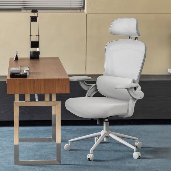 Nouhaus Ergo Fit High Back Ergonomic Mesh Office Chair with Adjustable Lumbar Support for Home Office & Study Room, White