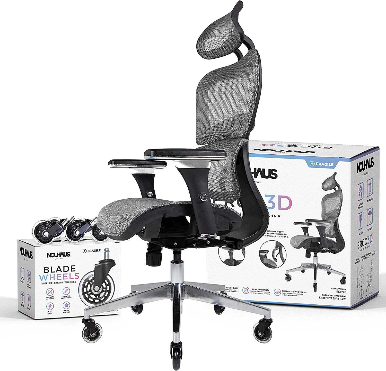 Nouhaus Ergo3D Ergonomic Office Chair with 4D Adjustable Nouhaus Ergo3D Ergonomic Office Chair with 4D Adjustable
