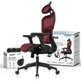 thumbnail image 1 of NOUHAUS Ergo3DL Ergonomic High-Back Mesh Office Chair with Adjustable Headrest, Lumbar Support, and Armrests, Red, 1 of 6