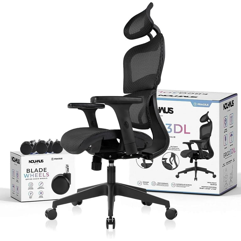 Nouhaus Ergo3dL Home Office Desk Chairs Ergonomic Office Chair High Back Mesh Rolling Work Chairs with Wheels and Adjustable Headrests Comfortable Lumbar Support Adjustable Armrests Walmart