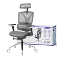 thumbnail image 1 of Nouhaus ErgoPRO Ergonomic Office Chair, Gaming Chair with Adjustable Arm Rests, Lumbar Support, Headrest and Blade Wheels; Aluminum Rims, Mesh Desk Chair, Executive Swivel Chair (Silver), 1 of 7