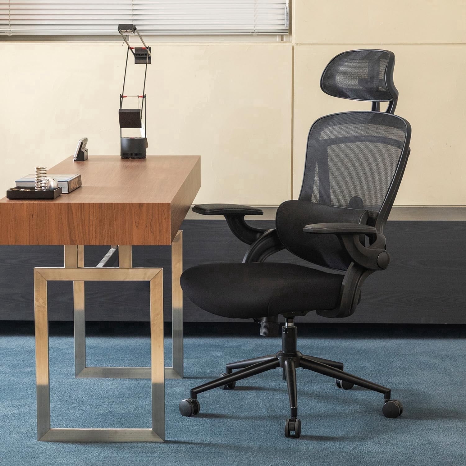 Nouhaus Ergo Fit High Back Ergonomic Mesh Office Chair with Adjustable Lumbar Support for Home Office & Study Room, Black