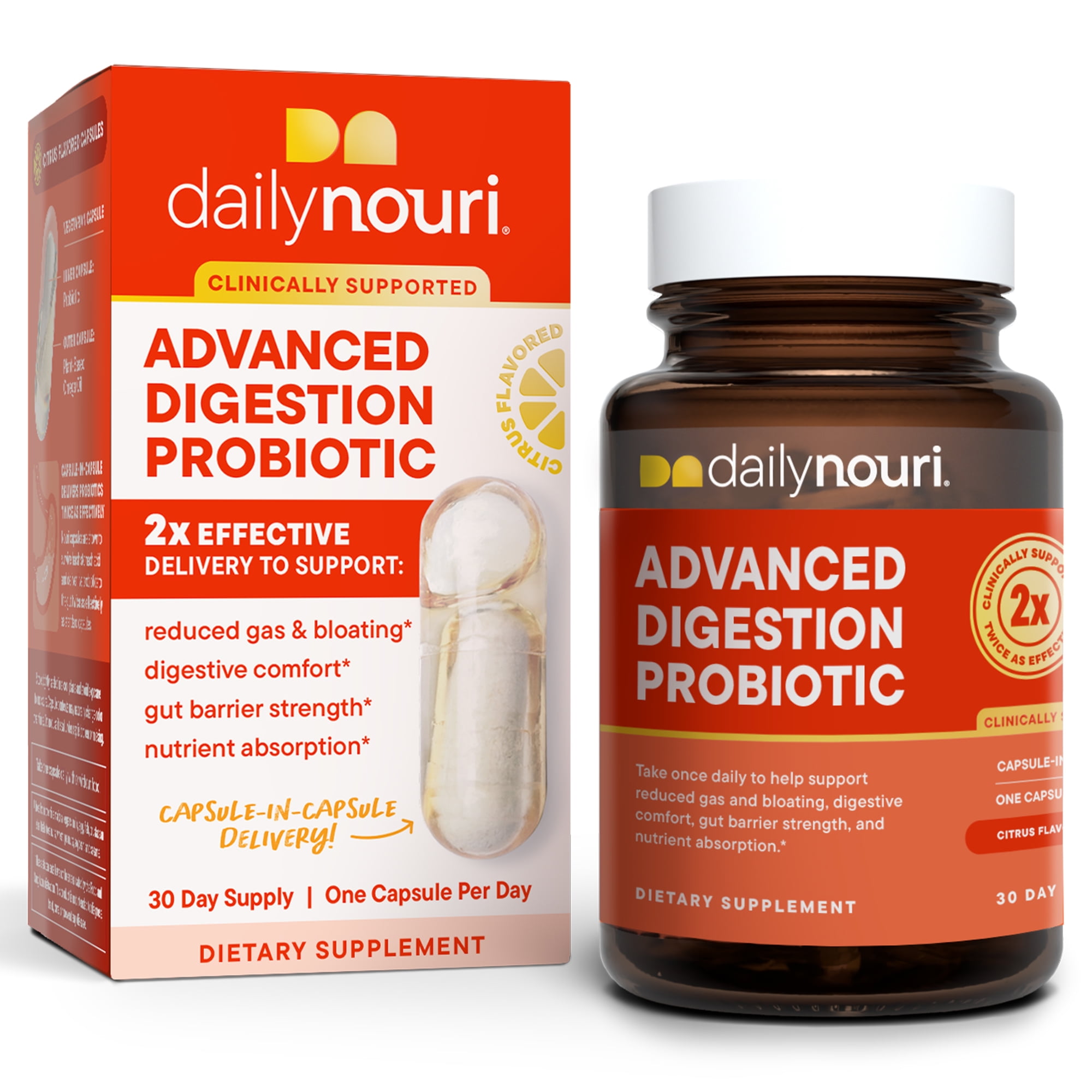 Nouri Digestive Health Probiotic with Omega for Digestion, Immune, and Brain Health, 30 Day Supply