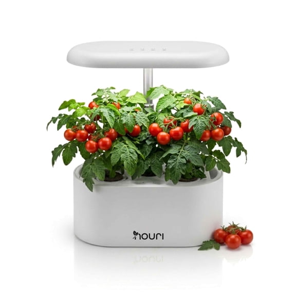 Nouri Hydroponics Growing System, 5 pod Smart Indoor Herb Garden Kit with LED Grow Lights, Hydroponic Herb Garden with Basil Seeds Included