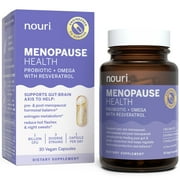 Nouri Menopause Health Probiotic with Omega and Resveratrol Vegan Capsules, 30 Day Supply