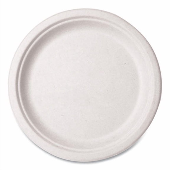 Nourish Molded Fiber Tableware, Compostable, Plate, Sugarcane, 10" dia, White, 500/Carton | Bundle of 2