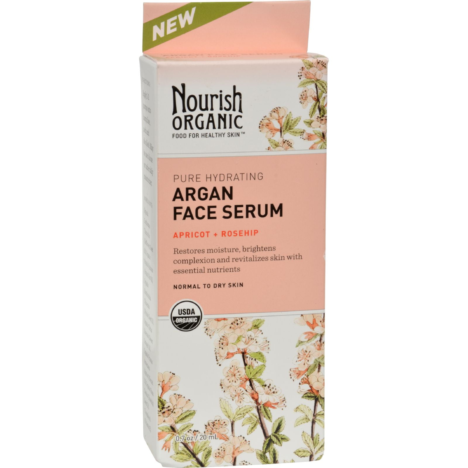 Nourish Organic Face Serum - Pure Hydrating Argan Apricot and Rosehip - .7 oz