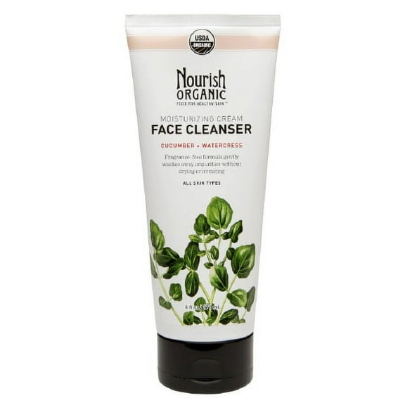 Nourish Organic Moisturizing Face Cleanser Cream, Cucumber + Watercress, 6 oz, 2 Pack