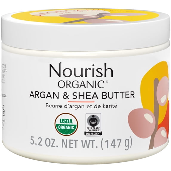 Nourish Organic Rejuvenating Argan Body Butter For Healthy Skin, 5.2 Oz