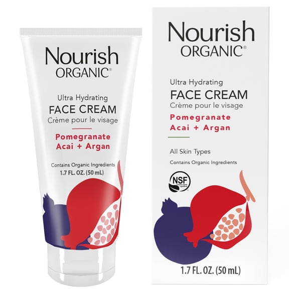 Nourish Organic Ultra-Hydrating Face Cream Argan Plus Pomegranate, 1.7 Oz