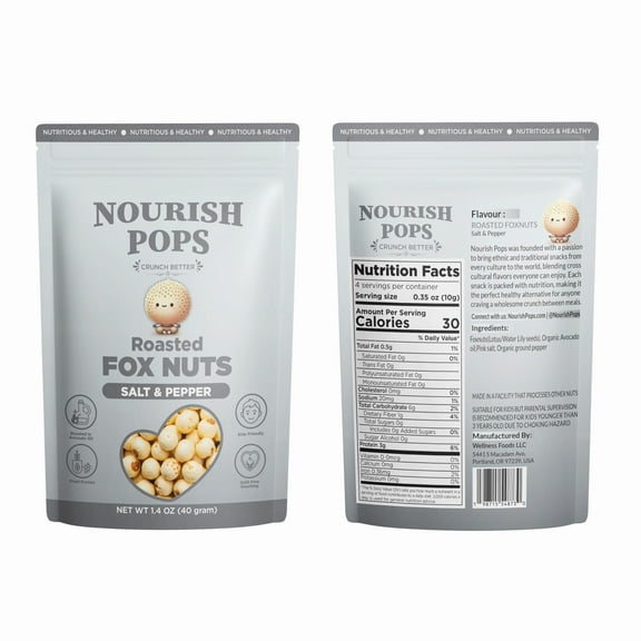 Nourish Pops | Single Pack | Roasted Fox Nuts | Popped Water Lily Seeds | Crunch Better (40G, Salt & Pepper)