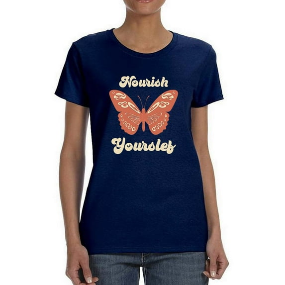 Nourish Yourself Buttefly Shaped T-Shirt Women -Image by Shutterstock, Female XX-Large
