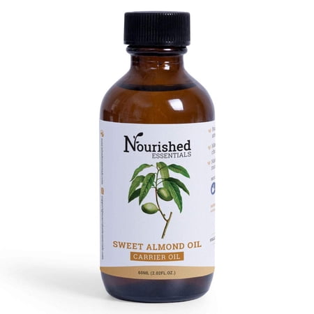 Nourished Essentials Sweet Almond Oil -60 ml 100% Pure Natural Oils for Skin Care, Rich Antioxidant Oil for Skin, Hair and Nails - Hydrating Carrier Oil for Essential Oils. 2 fl.oz/60ml
