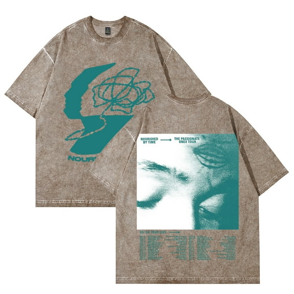 Nourished by Time Tour 2025 Washed Cotton Tshirt Unisex Short Sleeve Hip Hop Tee Shirt