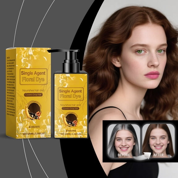 Nourishing Plant-Based Hair Color, Gray Coverage Hair Dye Shampoo, Long-Lasting & Natural Hair Color Shampoo, Instant Effect in Minutes, Softens and Adds Shine for Men & Women (Brown)