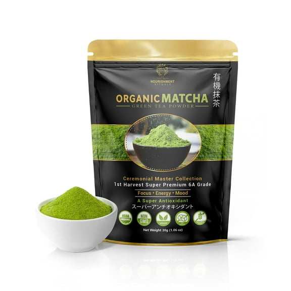 Nourishment Rituals Organic Matcha Green Tea Powder |1st Harvest Super Premium 6A Grade Focus Energy Mood | Net Weight 30g (1.06 Oz)