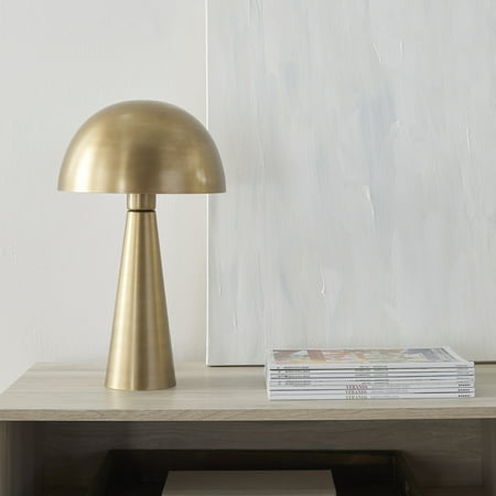 Nourison 16" Gold Mushroom Accent Table Lamp, Modern, Mid-Century, Retro, Transitional for Bedroom, Living Room, Dining Room, Office, Dorm, Coffee Table