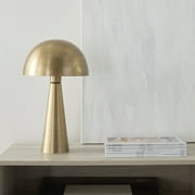 Nourison 16" Gold Mushroom Accent Table Lamp, Modern, Mid-Century, Retro, Transitional for Bedroom, Living Room, Dining Room, Office, Dorm, Coffee Table