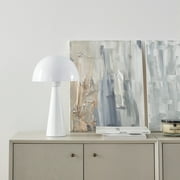Nourison 16" Metal Mushroom Accent Table Lamp, Modern, Mid-Century, Retro, Transitional for Bedroom, Living Room, Dining Room, Office, Dorm Room, Coffee Table, White