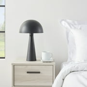 Nourison 16" Mushroom Table Lamp, Modern, Mid-Century, Retro, Industrial for Bedroom, Living Room, Dining Room, Office, Dorm, Coffee Table, Black