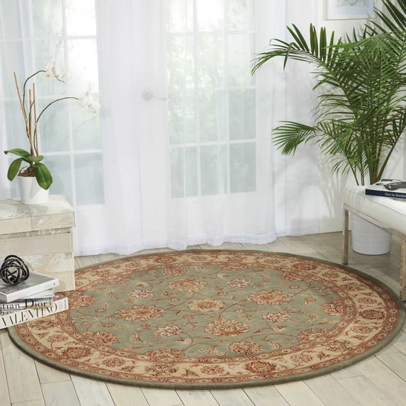 Nourison 2000 Bordered Area Rug 8' Round - Blue - Round